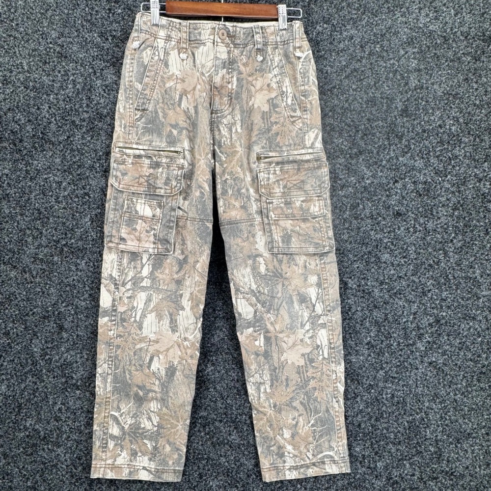 Hollister Mens Loose Fit Cargo Pants 28x30 Camo Real Tree Utility Multi Pocket